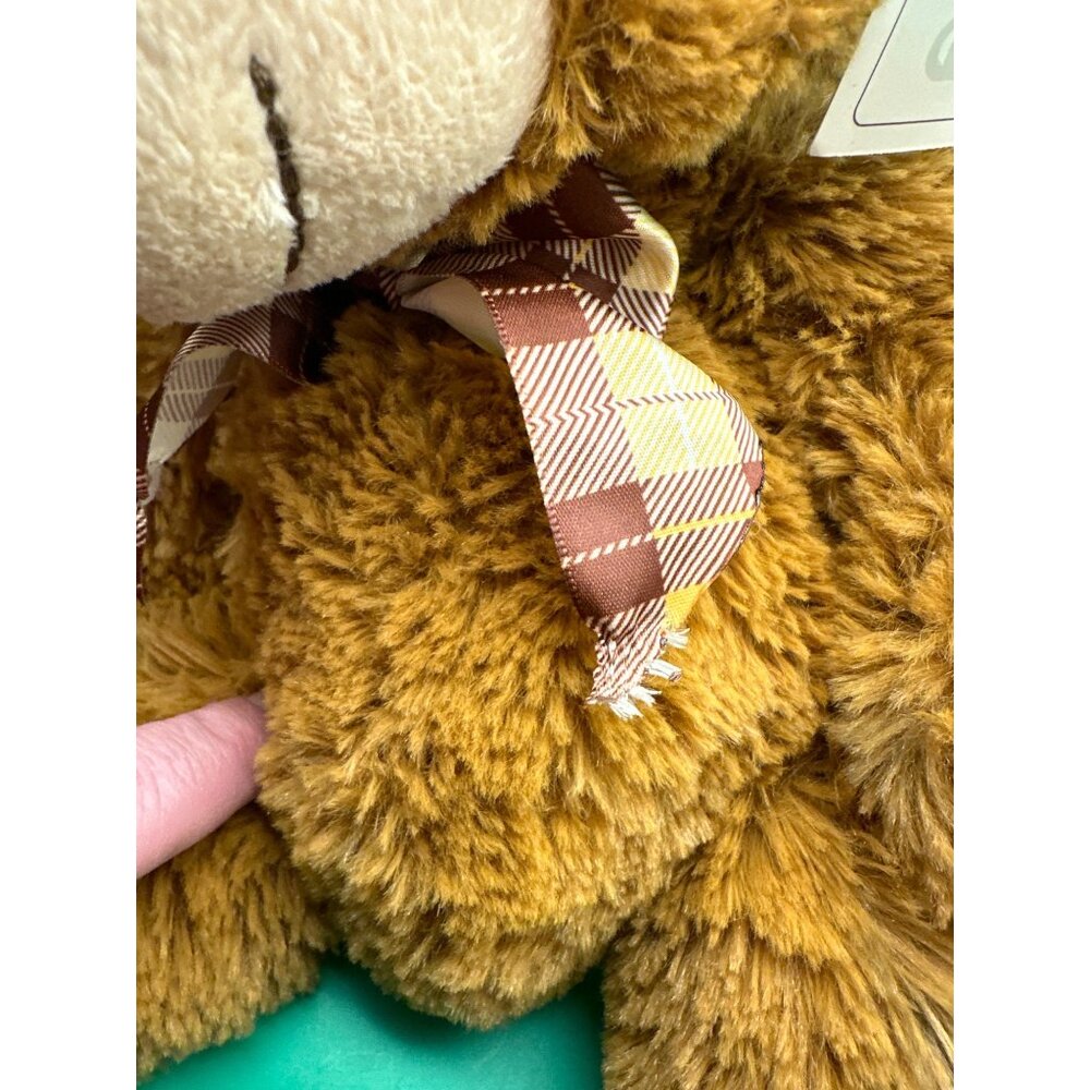 Kellytoy Original Brown Plush Teddy Bear With Plaid Bow Tie - Stuffed Polyester - Picture 7 of 7